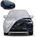 Slavia 100% Waterproof Car Cover | Dustproof Sun Protection Cover | Soft Cotton Lining | Triple Stitched | Mirror Pocket | Antenna Pocket | All Weather Body Cover (Silver with Yellow Piping)