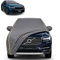 Slavia 100% Waterproof Car Cover | Dustproof Sun Protection Cover | Soft Cotton Lining | Triple Stitched | Mirror Pocket | Antenna Pocket | All Weather Body Cover (Grey with Yellow Piping)