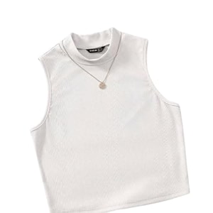Sleek Mock Neck Rib-Knit Short Sleeve Tank