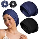 Sleep Cap Bonnet for Sleeping Black Women Cooling Ice Silk Lining Bonnets