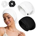 Sleep Cap Bonnet for Sleeping Black Women Cooling Ice Silk Lining Bonnets