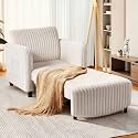 Sleeper Chair, 84" Extra Long Convertible Chair Bed, Upgraded 3-in-1 to 4-in-1 Pull Out Chair & Single Sofa Bed for Adult, Sleeping Chairs for Living Room, Small Space Faux Rabbit Fur White