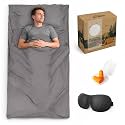 Sleeping Bag Liner,Travel Sheet & Adult Sleep Sack, Camping Sheets Travel Sleep Sack for Backpacking,Hotels & Hostels -Lightweight Single &Double Travel Sheet Camping Sheets