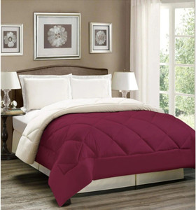 sleepora solid double comforter for  heavy winter microfiber wine white