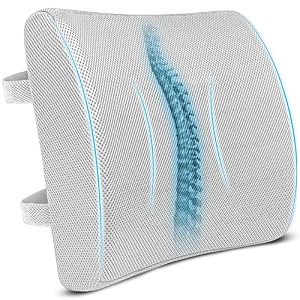 sleepsia back support for office chair 1 year warranty lumbar support for office chair car seat back support memory foam pillow gel infused grey