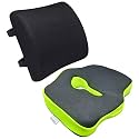 Sleepsia Orthopedic Back Support for Office Chair 1 Year Warranty Lumbar Support for Office Chair, Car Seat Back Support, Memory Foam Pillow (Memory Foam, Black and Green)