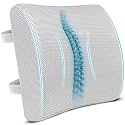 Sleepsia Back Support for Office Chair 1 Year Warranty Lumbar Support for Office Chair, Car Seat Back Support, Memory Foam Pillow (Gel Infused, Grey)