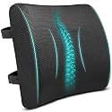 Sleepsia Orthopedic Memory Foam Lumbar Support Pillow for Office Chair, Car Seat, and Bed - Gel Infused Back Support Cushion with Breathable Cover - 1 Year Warranty (Black)