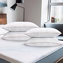 Sleepsia Microfiber Bed Pillow for Sleeping | Down Alternative Ultrasoft Cotton Washable Pillow | Soft Pillow (Golden Piping Pack of 4) 17X 27
