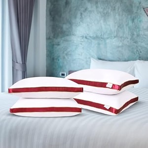 sleepsia microfiber bed pillow for sleeping  down alternative ultrasoft cotton washable pillow  soft pillow cloud red pack 4 17x 27