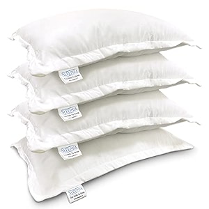 sleepsia microfiber bed pillow for sleeping  down alternative ultrasoft cotton washable pillow hotel white pack of 4 16x24