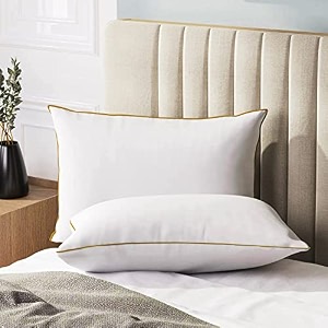 sleepsia microfiber bed pillow for sleeping  down alternative ultrasoft cotton washable pillow  soft pillow pack of 2 greenwhite golden piping pack of 2 17x 27