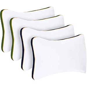sleepsia microfiber bed pillow for sleeping - down alternative ultrasoft cotton washable pillow with satin gusset- queen 2 pack green2 pack blue