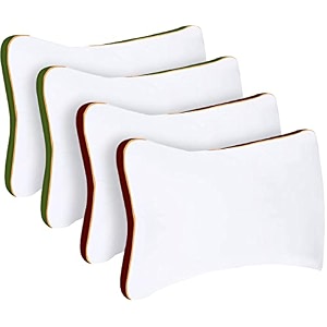 sleepsia microfiber bed pillow for sleeping - down alternative ultrasoft cotton washable pillow with satin gusset- queen 2 pack red2 pack green