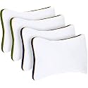 Sleepsia Microfiber Bed Pillow for Sleeping - Down Alternative Ultrasoft Cotton Washable Pillow with Satin Gusset- Queen (2 Pack Green,2 Pack Blue)