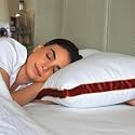 Sleepsia Microfiber Bed Pillow for Sleeping | Down Alternative Ultrasoft Cotton Washable Pillow with Satin Gusset | Soft Pillow with Red Decorative Stripes | Queen (Pack of 1)