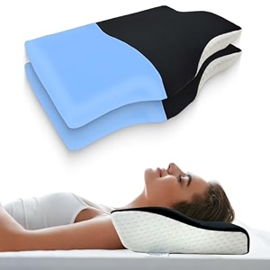 sleepsia cervical pillow for neck pain amp shoulder pain relief  1-year warranty orthopedic memory foam pillow spondylitis-ortho neck support medical pillow blackwhite pack2 gel infused
