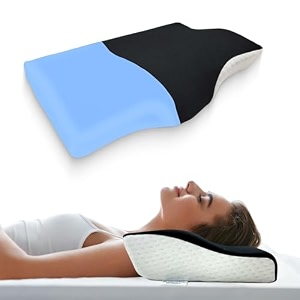 sleepsia cervical pillow for neck pain amp shoulder pain relief  1-year warranty orthopedic memory foam pillow pondylitis-ortho neck support medical pillow blackwhite pack1 gel infused