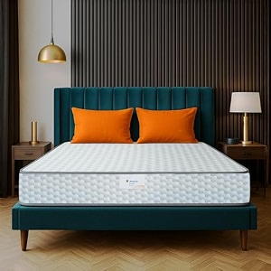 sleepwell dual pro profiled foam reversible 5-inch double bed size gentle and firm triple layered anti sag foam mattress grey 84x48x5