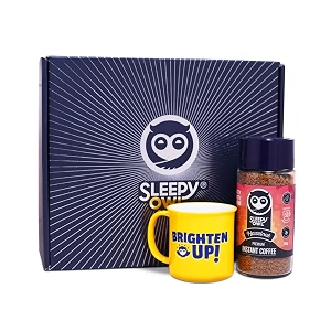 sleepy owl everyday festive gift set  100gm hazelnut premium instant coffee  1 mug  100 arabica  make caf style hot or cold coffee at home  valentine39s day gift for men women