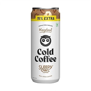 sleepy owl hazelnut cold coffee  230ml200ml30ml extra  thicker bolder creamier  made with real milk amp coffee  ready-to-drink  real ingredients  no preservatives