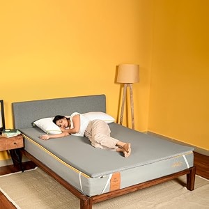 sleepycat luxe airgen memory foam soft mattress topper - motion isolation  1 inch thickness  supersoft knitted fabrics with ezie zipper cover sleepers king 72x72 inches