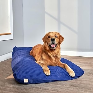sleepycat original dog bed  cozy amp durable shredded foam cushioning  lightweight amp portable  scratch water amp chew resistant fabric  machine washable cover  grey extra large54 x 36 inches