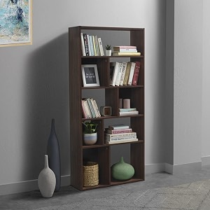 sleepyhead jigsaw - engineered wood book shelf 5 shelves dark walnut amp slate grey finish set of 1