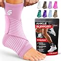 Sleeve Stars Ankle Support for Ligament Damage &amp; Sprained Ankle, Plantar Fasciitis Support &amp; Achilles Tendonitis Pain Relief, Ankle Brace for Women &amp; Men w/Compression Ankle Strap (Single/Baby Pink)