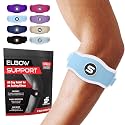 Sleeve Stars Tennis Elbow Brace for Men &amp; Women, 9"-23" (Single/Light Blue)
