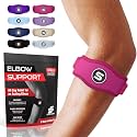 Sleeve Stars Tennis Elbow Brace Men & Women, Fits 9"-23" (Single/Hot Pink)