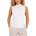 Sleeveless Mock Neck Tops for Women Sleeveless Sweater Vest Turtleneck Tops