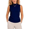 Sleeveless Mock Neck Tops for Women Sleeveless Sweater Vest Turtleneck Tops