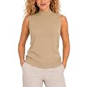 Sleeveless Mock Neck Tops for Women Sleeveless Sweater Vest Turtleneck Tops