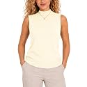 Sleeveless Mock Neck Tops for Women Sleeveless Sweater Vest Turtleneck Tops