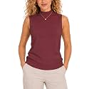 Sleeveless Mock Neck Tops for Women Sleeveless Sweater Vest Turtleneck Tops