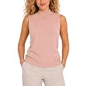 Sleeveless Mock Neck Tops for Women Sleeveless Sweater Vest Turtleneck Tops