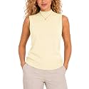 Sleeveless Mock Neck Tops for Women Sleeveless Sweater Vest Turtleneck Tops