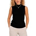 Sleeveless Mock Neck Tops for Women Sleeveless Sweater Vest Turtleneck Tops