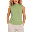 Sleeveless Mock Neck Tops for Women Sleeveless Sweater Vest Turtleneck Tops