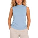 Sleeveless Mock Neck Tops for Women Sleeveless Sweater Vest Turtleneck Tops