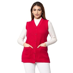 hifzaa sleeveless sweater for women with pockets cardigan wool winter wear sweaters for ladies plus size m to 6xl