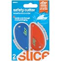 Slice Micro Safety Cutter | Safe Ceramic Box Cutter Lasting 11x Longer than Metal | Keychain Box Opener | Combo Pack | Blue + Orange