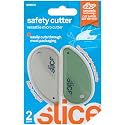 Slice Micro Safety Cutter | Safe Ceramic Box Cutter Lasting 11x Longer than Metal | Keychain Box Opener | Combo Pack | Earth White + Sage
