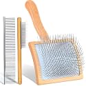 3-in-1 Long Pin Slicker Brush Set, Pet Grooming Kit, Natural Wood