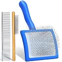 3-in-1 Long Pin Slicker Brush Set, Pet Grooming Kit, Blue