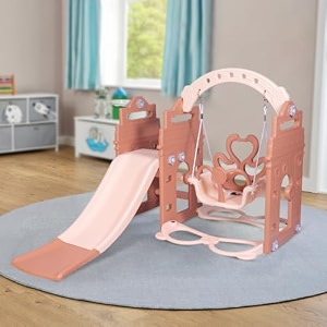 playgro 3-in-1 monumental slide and swing combo with basketball ring  kids play set for indoor amp outdoor toys for kids amp toddler  perfect slides for home school amp garden  aged 24 months