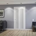 SARTODOORS Bifold Closet Doors 48 x 80 inches | Base 6094 White Bi-Fold Doors | Opaque Glass MDF Modern | Closet Laundry