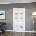 SARTODOORS Bifold Closet Doors 84 x 96 inches | Base 1094 White Bi-Fold Doors | Opaque Glass MDF Modern | Closet Laundry