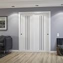 SARTODOORS Sliding Closet Doors 56 x 84 inches | Base 6094 White Closet Bypass Doors | Opaque Glass MDF Modern